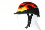 Shiny Jockey Style Novelty Motorcycle Helmet W/ Flame Graphic