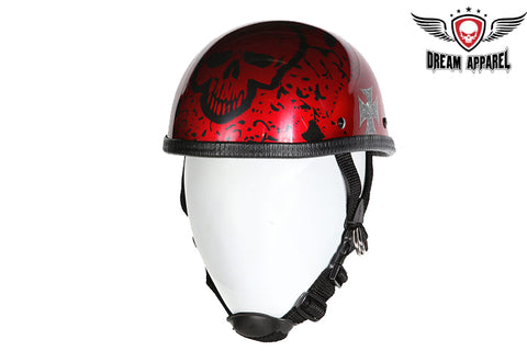 Shiny Burgundy Eagle Style Novelty Motorcycle Helmet W/ Boneyard Graphic