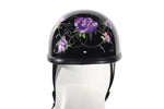 Womens Classic Eagle Style Novelty Helmet With Purple Rose Tribal Design