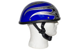 Shiny Blue Novelty Helmet with Silver Flames