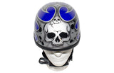 Shiny Blue Novelty Helmet with Silver Flames