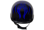 Shiny Blue Motorcycle Novelty Helmet With Burning Skull