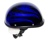 Shiny Blue Motorcycle Novelty Helmet With Burning Skull