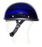 Shiny Blue Motorcycle Novelty Helmet With Burning Skull