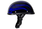 Shiny Blue Motorcycle Novelty Helmet With Burning Skull