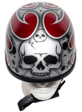 Shiny Red Novelty Helmet with Silver Flames