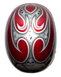 Shiny Red Novelty Helmet with Silver Flames