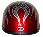 Shiny Red Novelty Helmet with Silver Flames