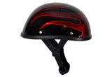 Shiny Burgundy Motorcycle Novelty Helmet With Burning Skull