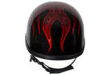 Shiny Burgundy Motorcycle Novelty Helmet With Burning Skull