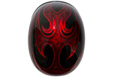 Shiny Burgundy Motorcycle Novelty Helmet With Burning Skull