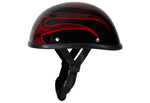 Shiny Burgundy Motorcycle Novelty Helmet With Burning Skull