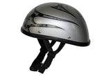 Silver Motorcycle Novelty Helmet With Burning Skull