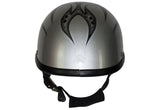 Silver Motorcycle Novelty Helmet With Burning Skull