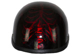 Shiny Burgundy Motorcycle Novelty Helmet with Horned Skeletons