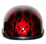 Shiny Burgundy Motorcycle Novelty Helmet with Horned Skeletons