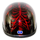 Shiny Burgundy Motorcycle Novelty Helmet with Horned Skeletons