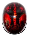 Shiny Burgundy Motorcycle Novelty Helmet with Horned Skeletons