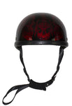 Shiny Burgundy Motorcycle Novelty Helmet with Horned Skeletons