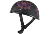 Flat Black Motorcycle Novelty Helmet With Fairy Design