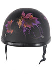 Flat Black Motorcycle Novelty Helmet With Fairy Design