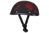 Matte Burgundy Novelty Motorcycle Helmet with Horned Skeletons