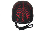 Matte Burgundy Novelty Motorcycle Helmet with Horned Skeletons