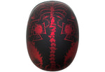 Matte Burgundy Novelty Motorcycle Helmet with Horned Skeletons