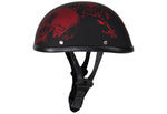 Matte Burgundy Novelty Motorcycle Helmet with Horned Skeletons