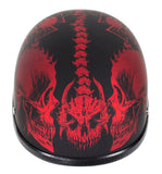 Matte Burgundy Novelty Motorcycle Helmet with Horned Skeletons