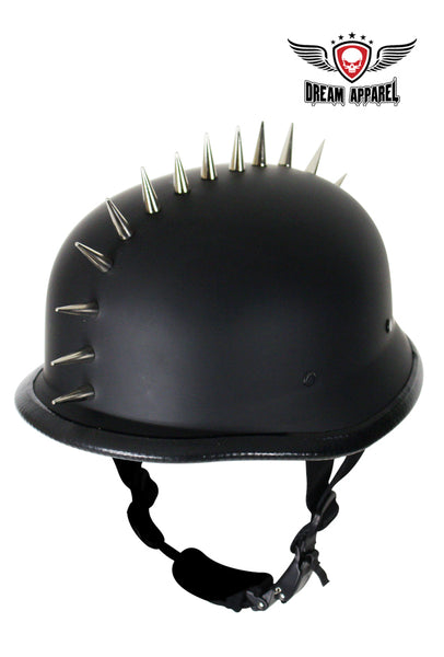 German Flat Black Novelty Motorcycle Helmet With Spikes – LeatherAnarchy