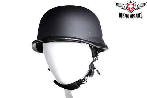 German Novelty Flat Black Helmet With Adjustable Chin Strap