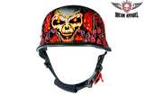 Orange German Novelty Helmet with Skull Graveyard & Chopper Cross