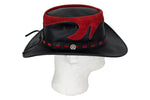 Black & Red Leather Gambler Hat