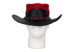 Black & Red Leather Gambler Hat