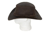 Genuine Brown Leather Gambler Hat