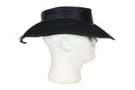 Genuine Black Leather Gambler Hat with Conchos