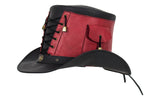 Red and Black Leather Deadman Top Hat