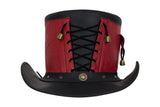 Red and Black Leather Deadman Top Hat