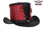 Red and Black Leather Deadman Top Hat