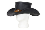 Black Leather Gambler Hat