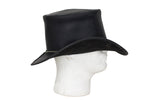 Black Leather Deadman Top Hat with Chrome Concho