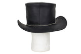 Black Leather Deadman Top Hat with Chrome Concho