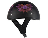 DOT Approved Low Profile Flat Black Motorcycle Helmet With Fairy & Flowers
