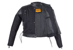 Kids Black Denim and Leather Jacket with Side Laces