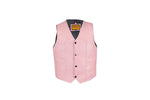 Kids Pink Leather Motorcycle Vest With Button Snap Closure