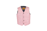 Kids Pink Leather Motorcycle Vest With Button Snap Closure