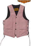 Kids Pink Leather Vest With Side Laces