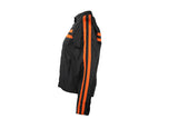 Women's Black Lightweight Textile Jacket W/ Orange Stripes