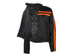 Women's Black Lightweight Textile Jacket W/ Orange Stripes